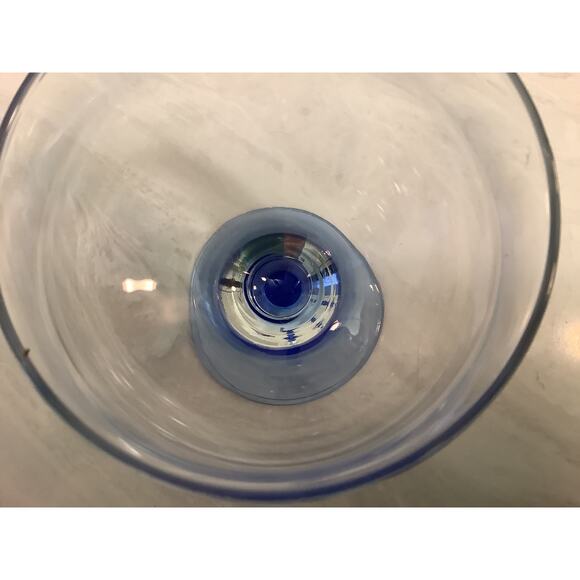 4 BORMIOLI ROCCO MINORCA BLUE GOBLET DESSERT BALL STEMMED GLASS MADE ITALY - Picture 4 of 4